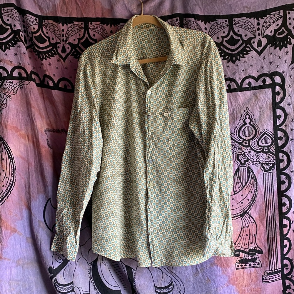 Mens Funky Print Button Down Shirt